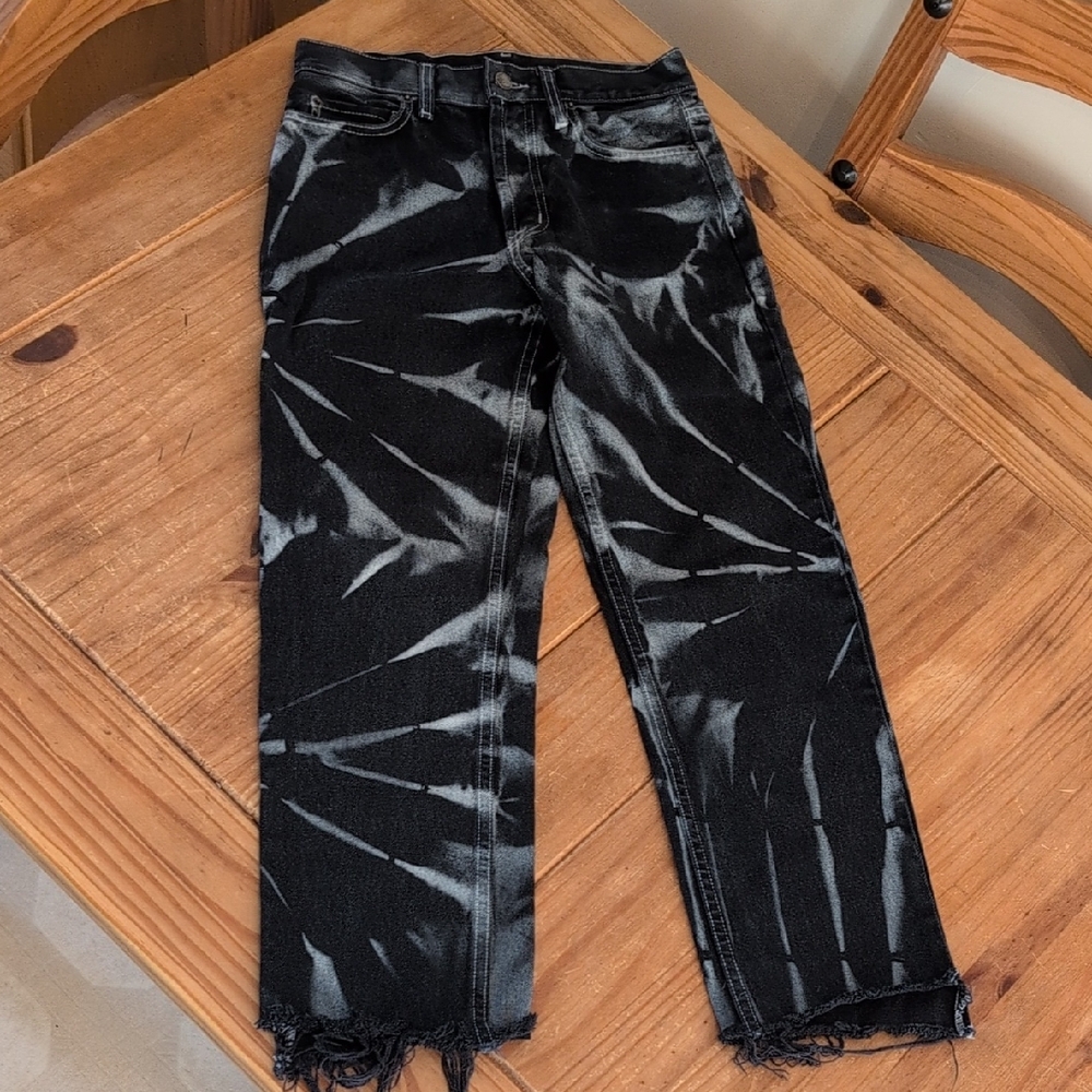 Women's Carmar Denim Emelia Black Tie Dye Button Fly Crop Jeans, Size 26